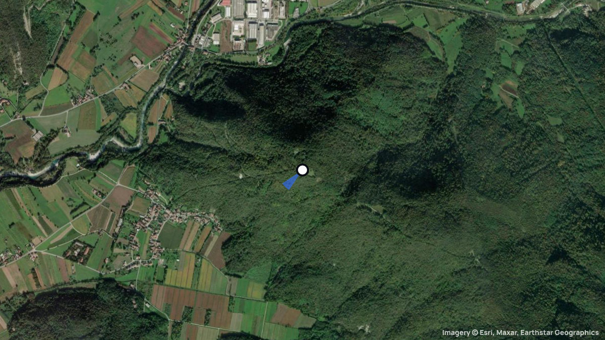 Satellite map of Monte Purgessimo with its launches and landings
