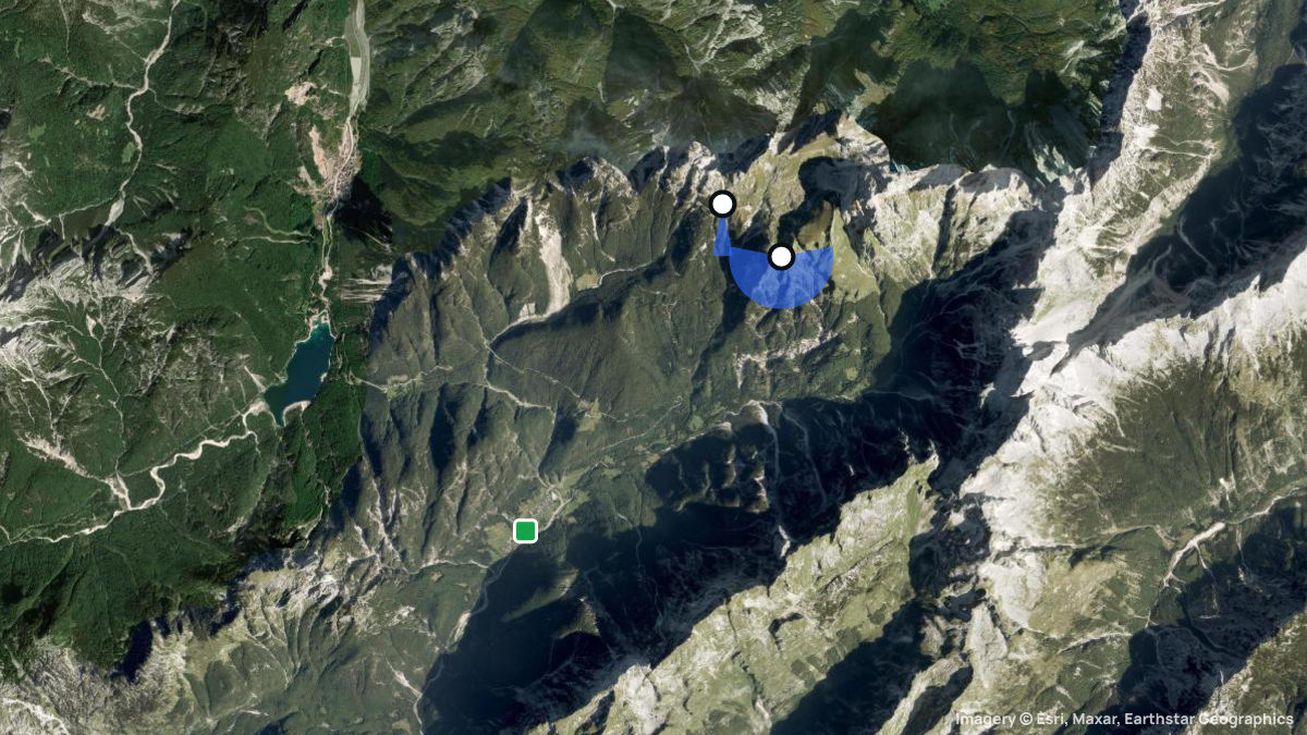 Satellitenkarte von Mangrtsko Sedlo mit Start- und Landeplätzen