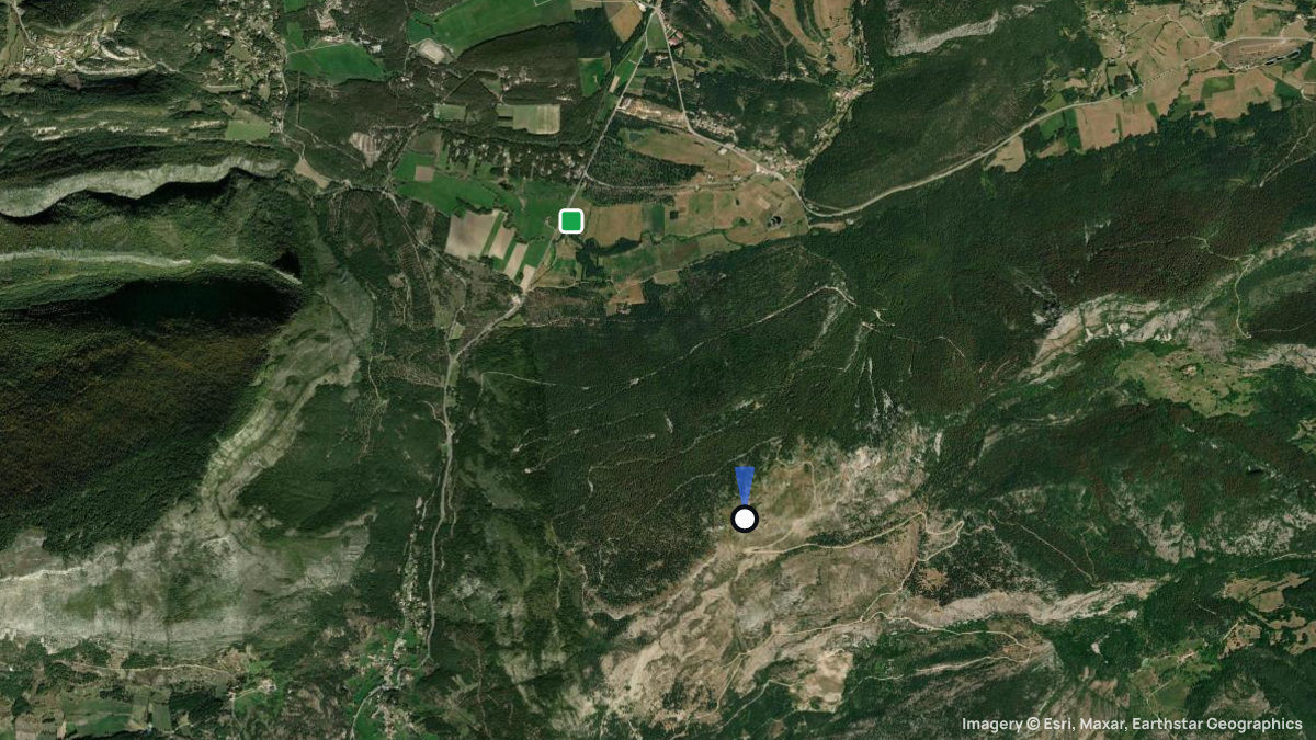 Satellitenkarte von Col du Lachens Nord mit Start- und Landeplätzen