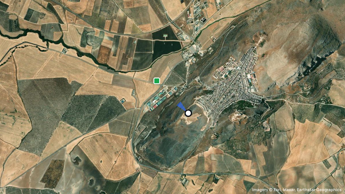 Satellite map of Teba with its launches and landings