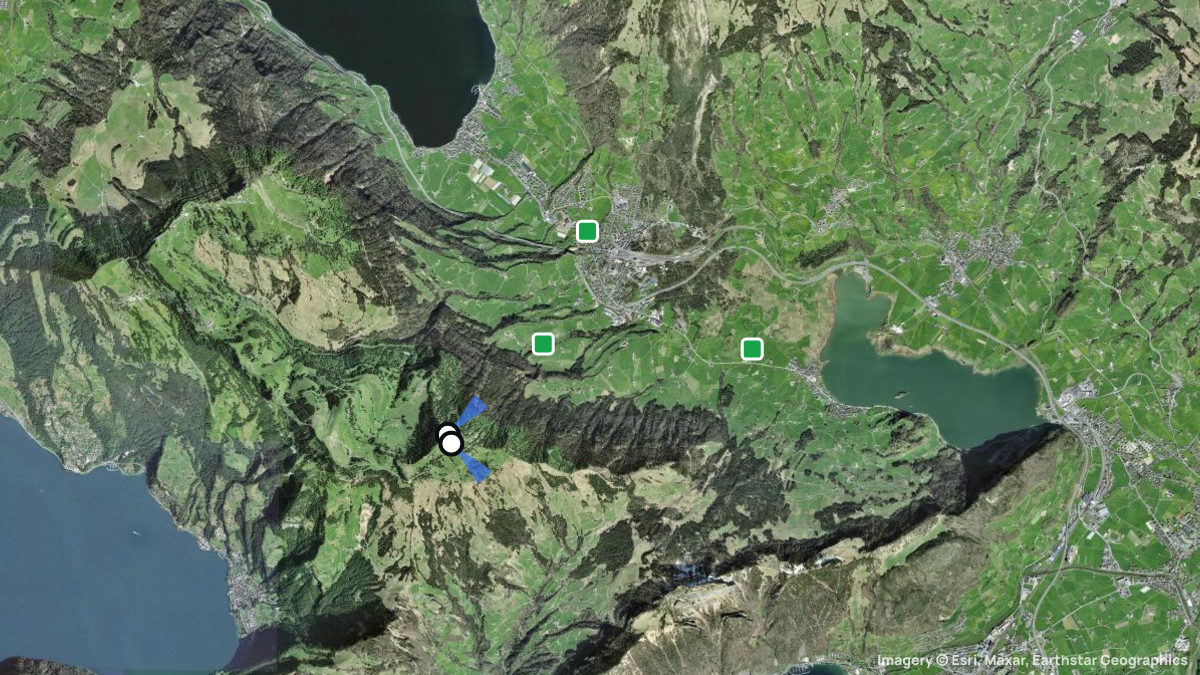 Satellite map of Rigi-Scheidegg with its launches and landings
