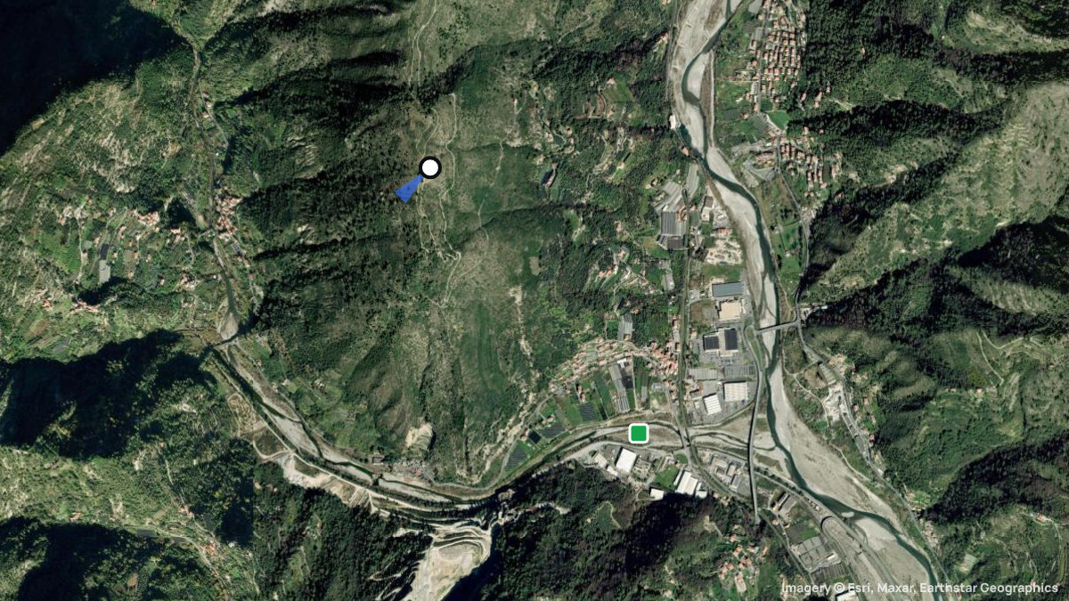Satellitenkarte von Bevera mit Start- und Landeplätzen