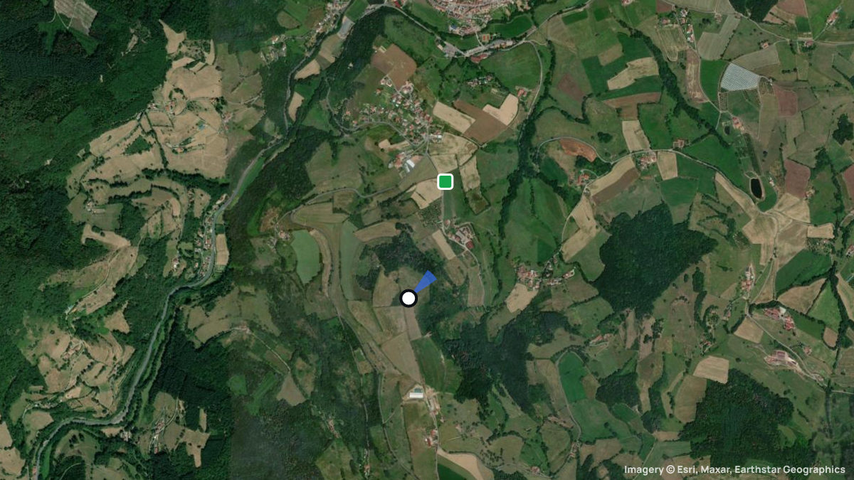 Satellite map of Le Plat du Mont with its launches and landings