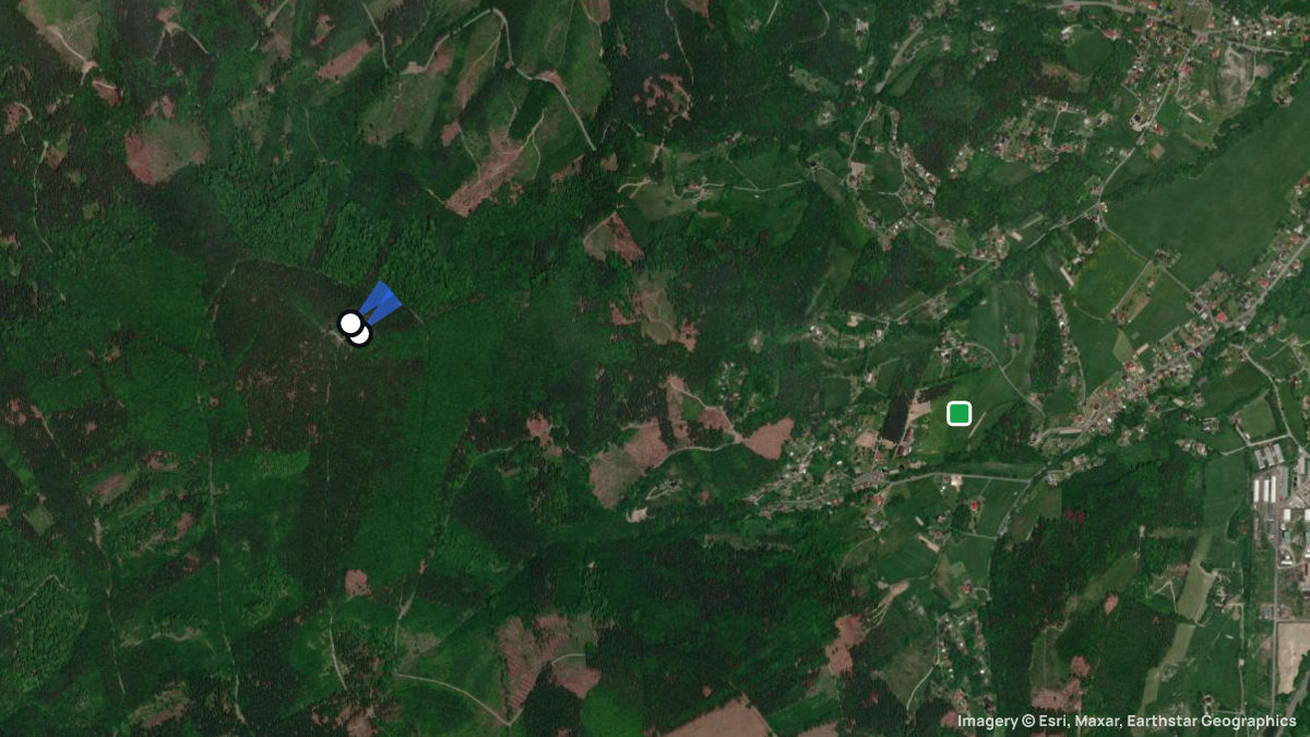 Satellite map of Velky Javornik with its launches and landings