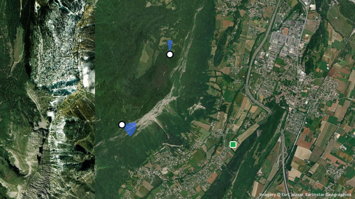 Satellitenkarte von Plateau de St. Ange mit Start- und Landeplätzen