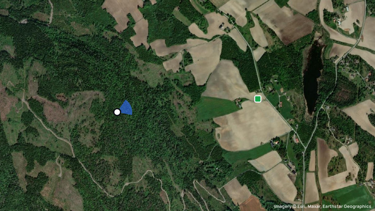 Satellitenkarte von Glaneberget mit Start- und Landeplätzen