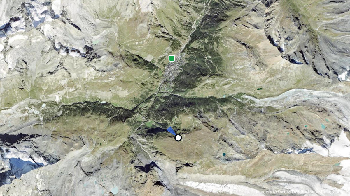 Satellite map of Riffelberg with its launches and landings