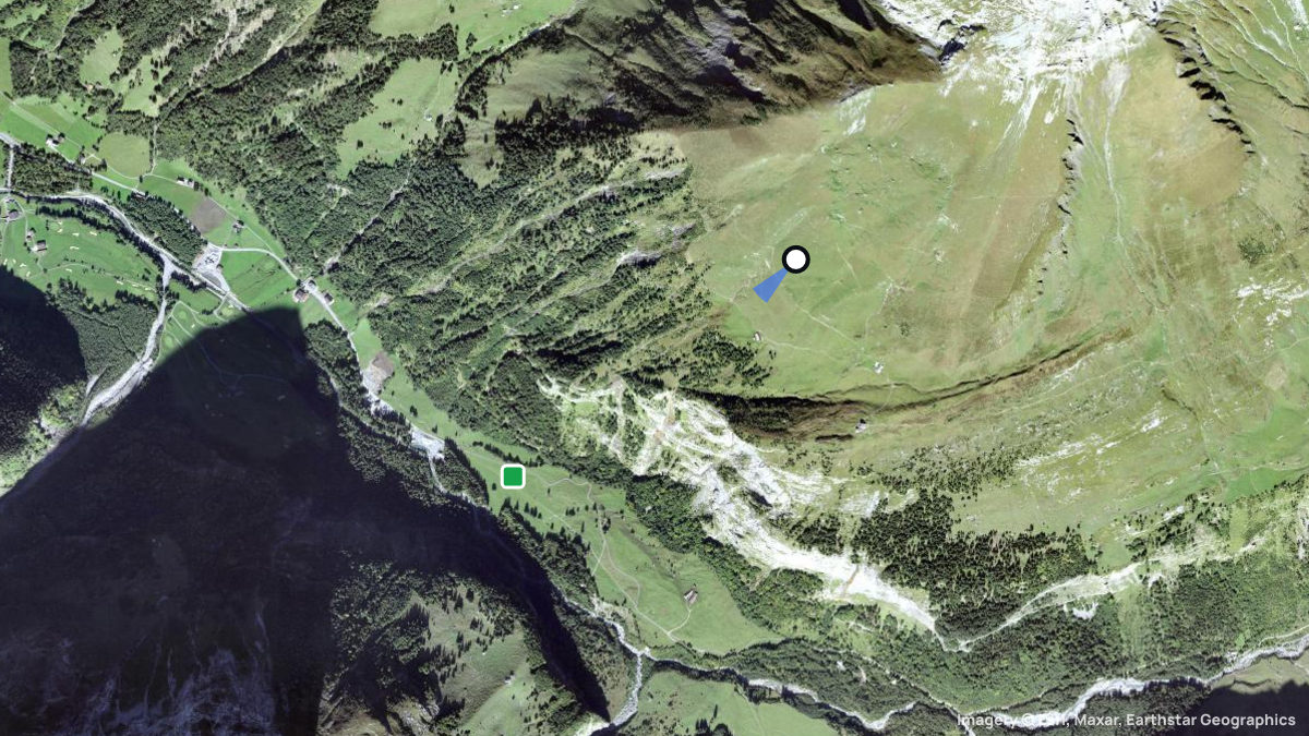 Satellitenkarte von Fürenalp mit Start- und Landeplätzen