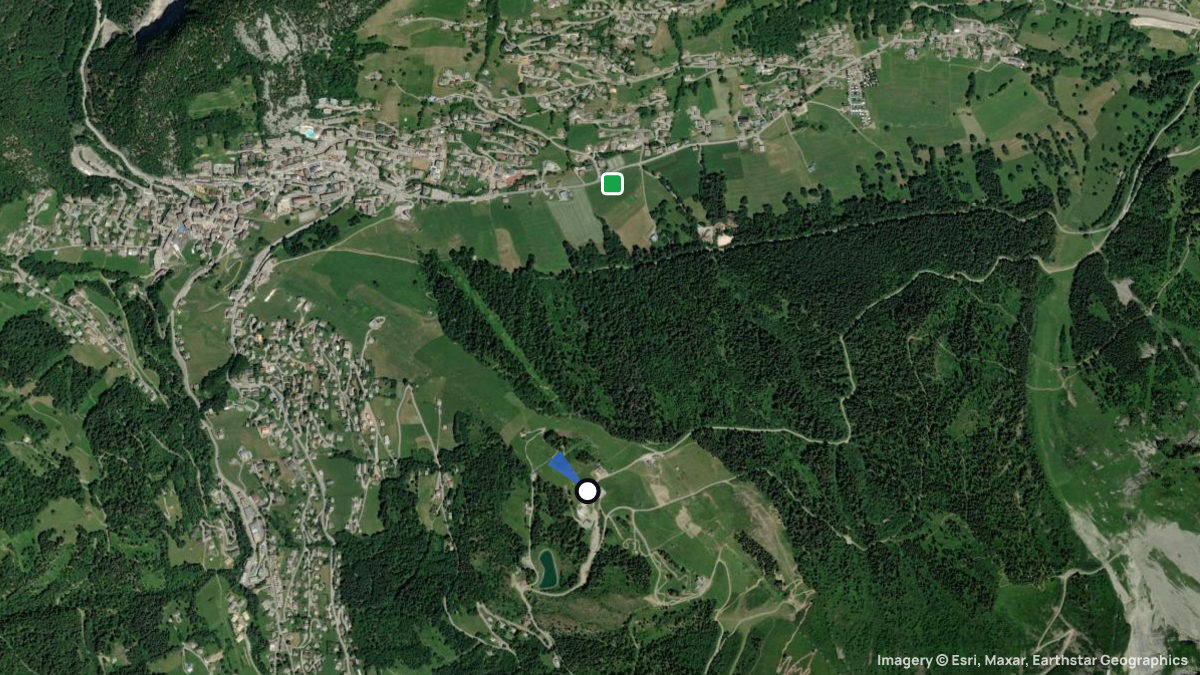Satellitenkarte von Cret du Merle mit Start- und Landeplätzen