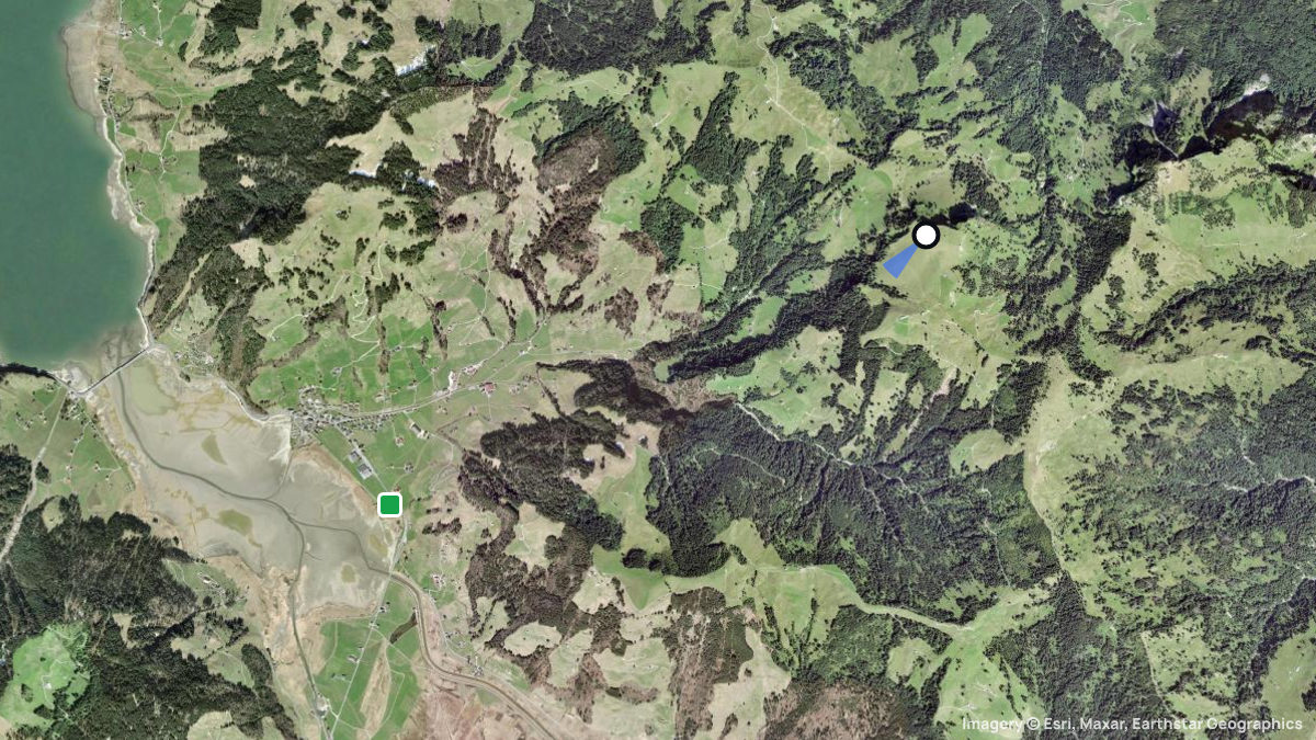 Satellitenkarte von Chli Aubrig mit Start- und Landeplätzen