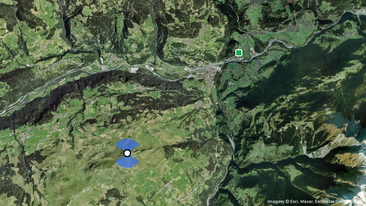 Satellitenkarte von Piz Mundaun mit Start- und Landeplätzen