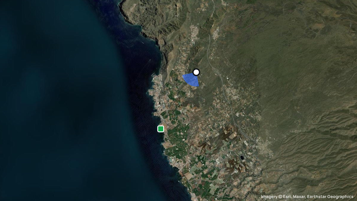 Satellite map of Tamaimo Los Gigantes with its launches and landings