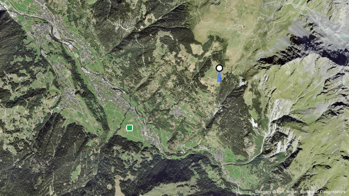 Satellite map of Sarreyer with its launches and landings