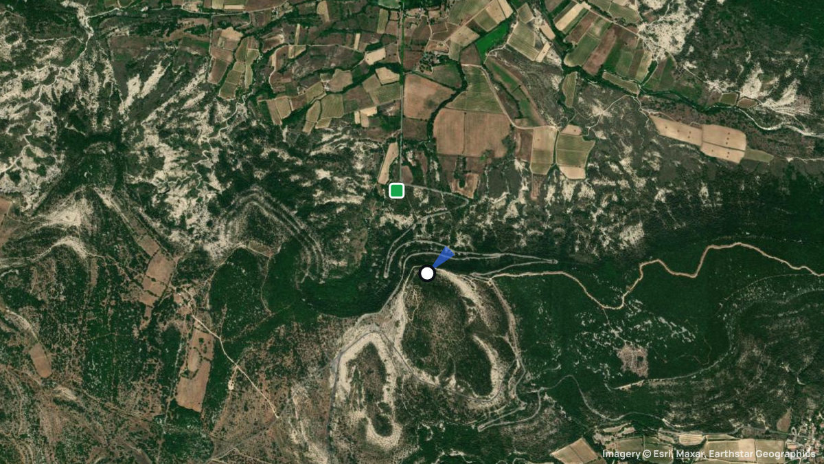 Satellite map of Pompignan with its launches and landings