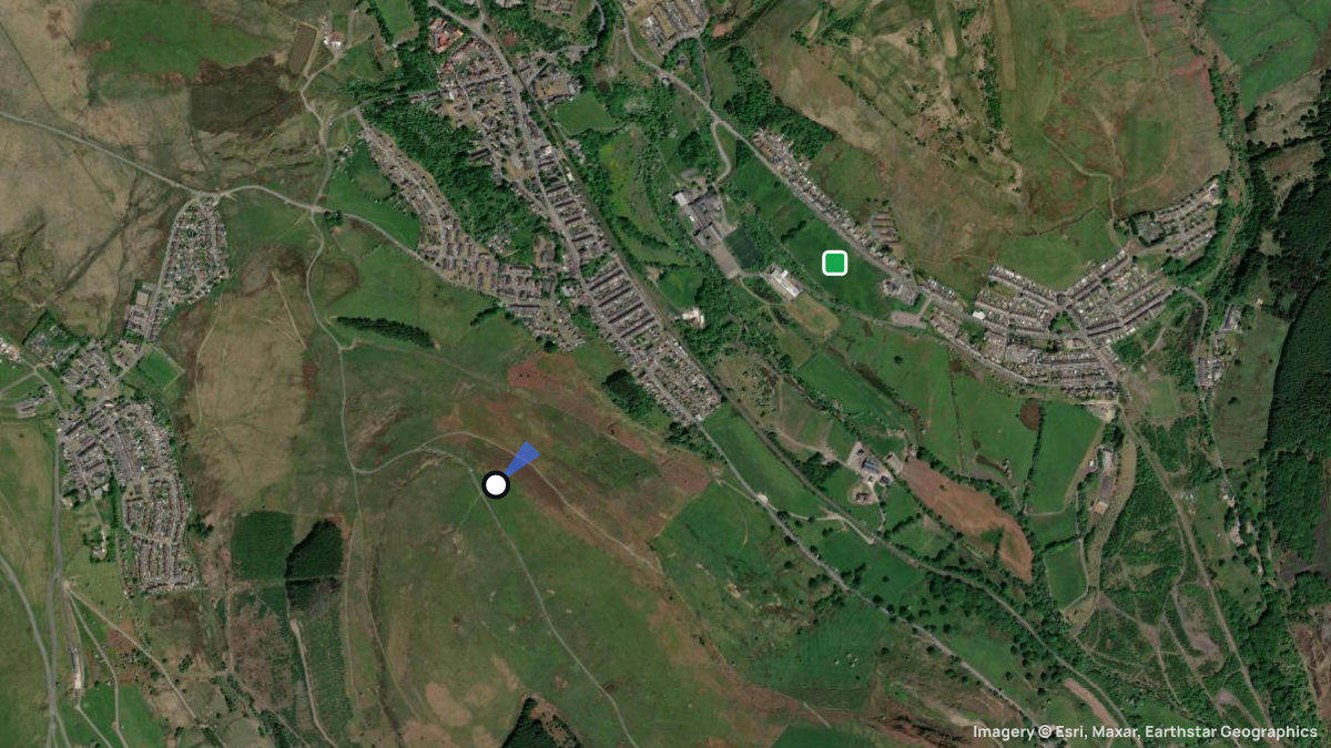 Satellite map of Pontlottyn with its launches and landings