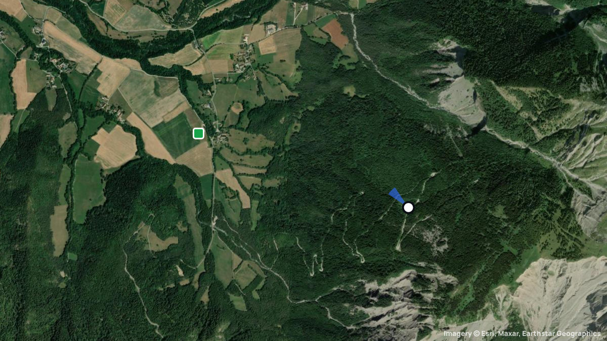 Satellite map of Courtet with its launches and landings