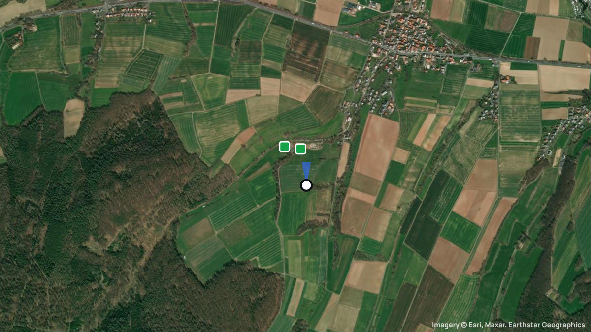 Satellite map of Weinberge with its launches and landings