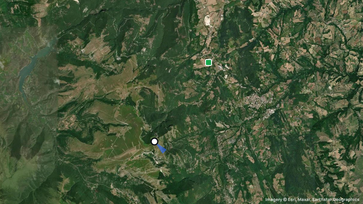 Satellite map of Pizzo di Meta with its launches and landings