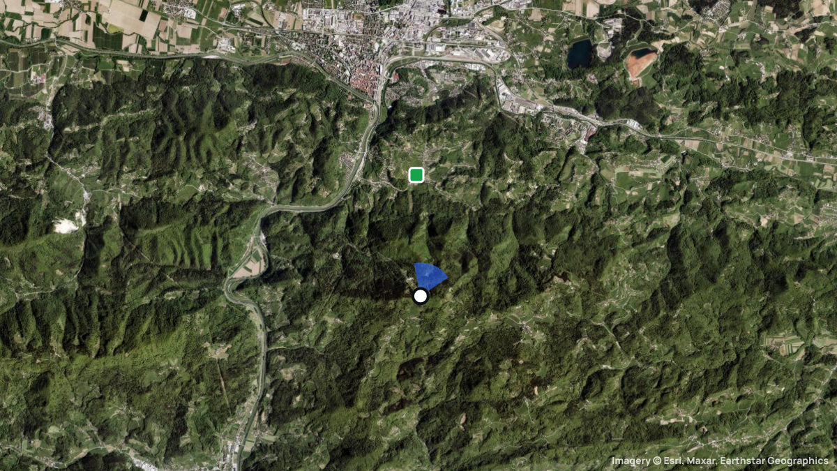 Satellite map of Celjska Koca with its launches and landings