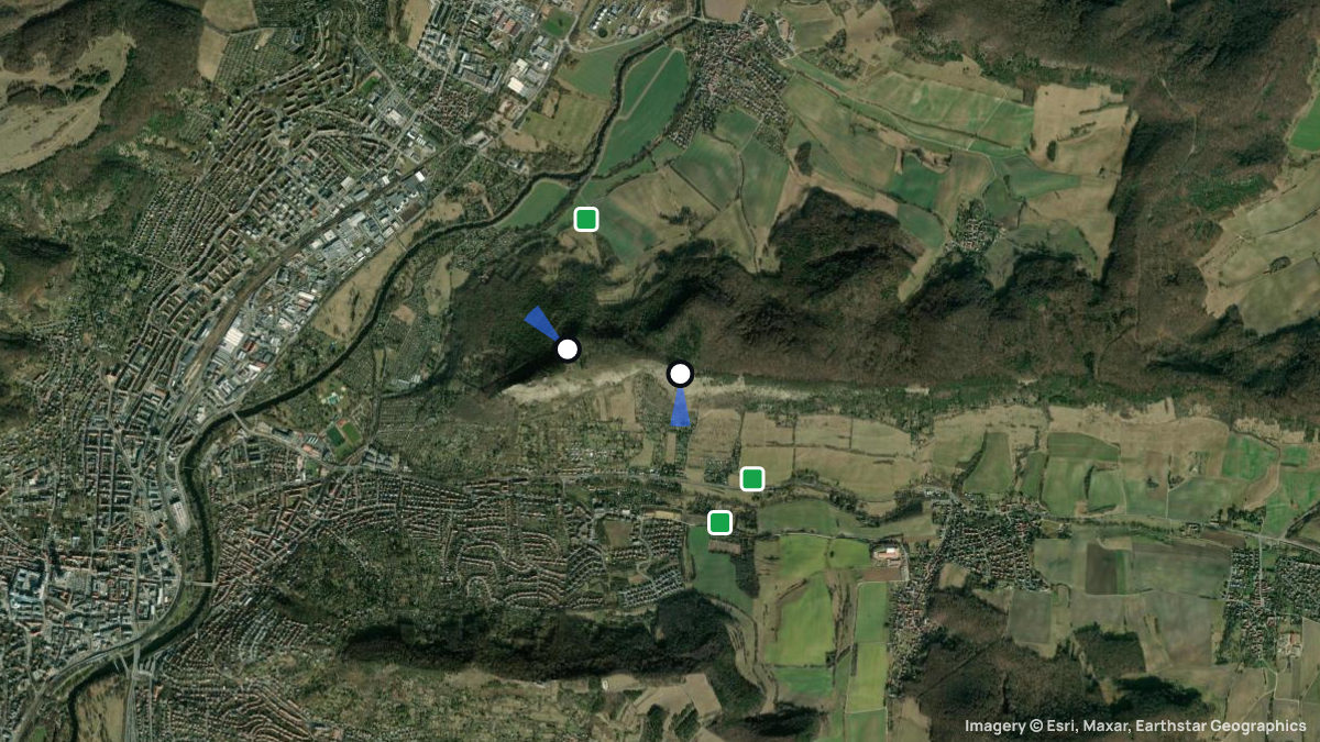 Satellite map of Jenzig with its launches and landings