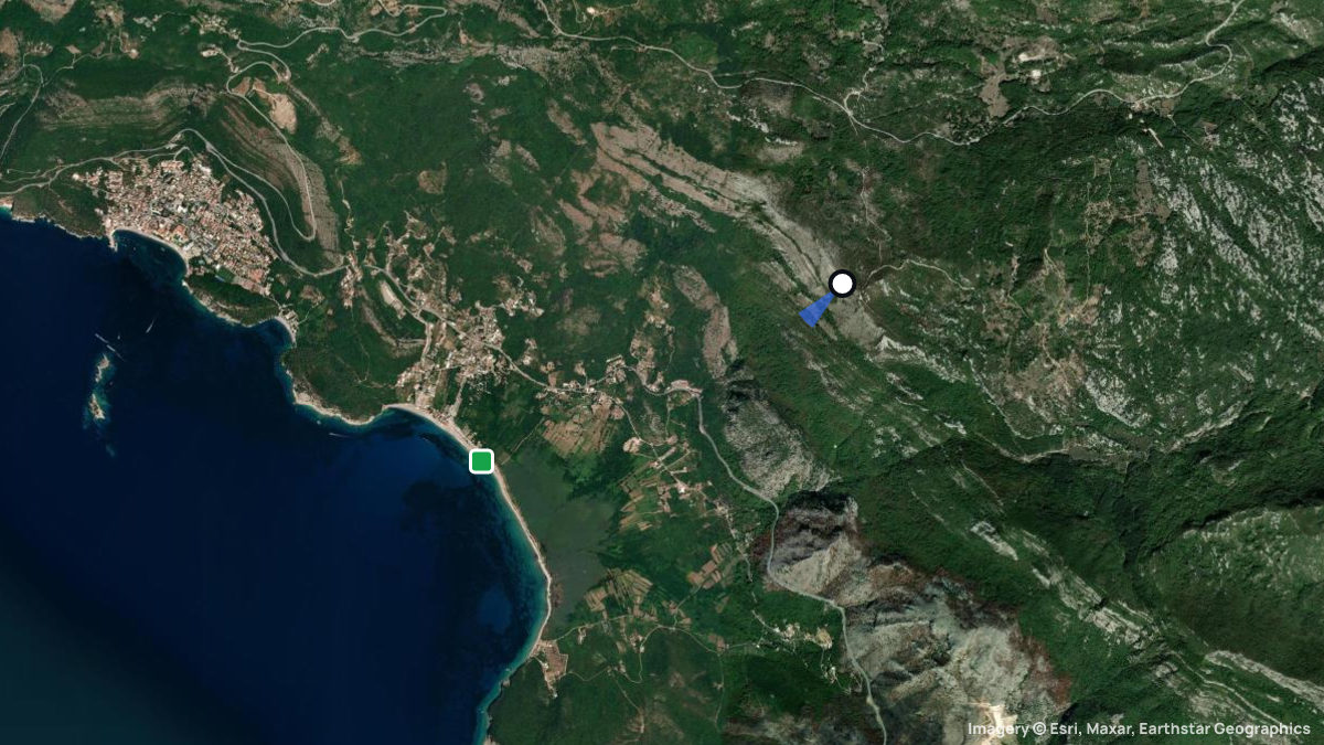 Satellite map of Buljarica with its launches and landings