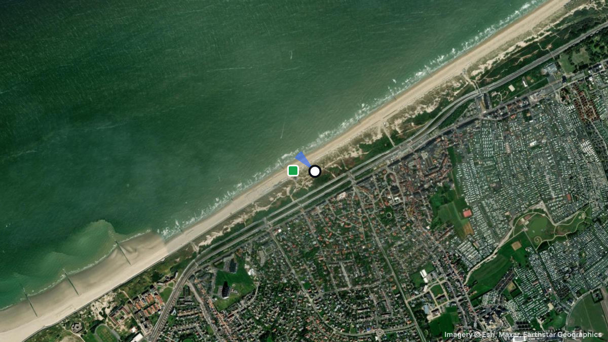 Satellitenkarte von Bredene mit Start- und Landeplätzen