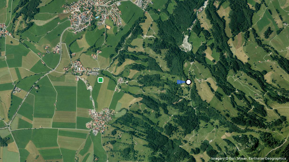 Satellitenkarte von Grünten mit Start- und Landeplätzen