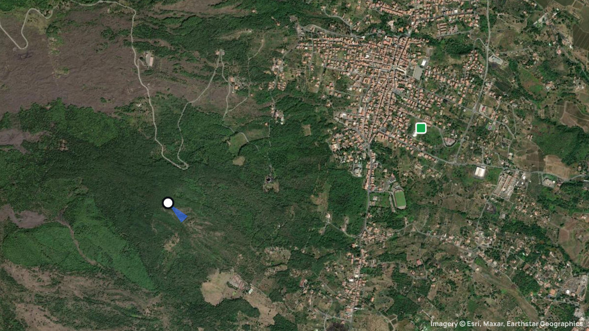 Satellite map of Zafferana with its launches and landings