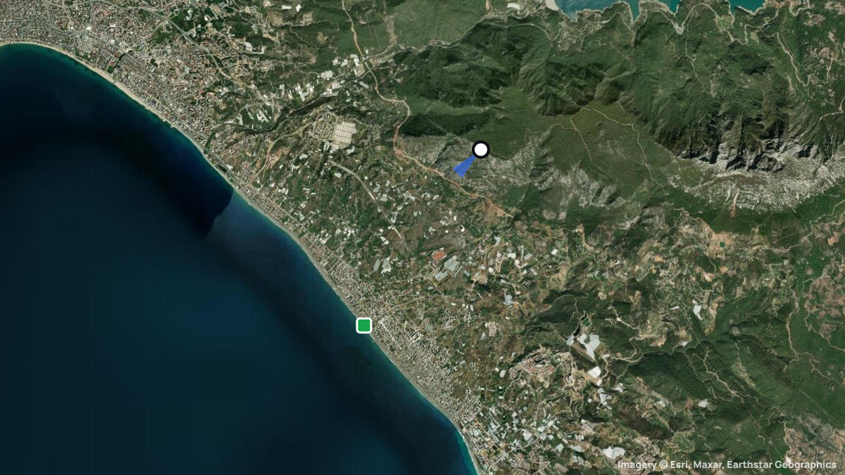 Satellite map of Mahmutlar with its launches and landings
