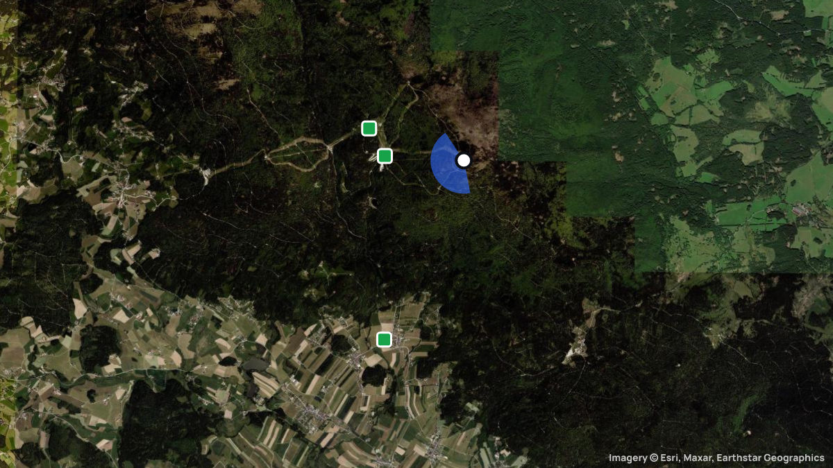 Satellite map of Hochficht with its launches and landings