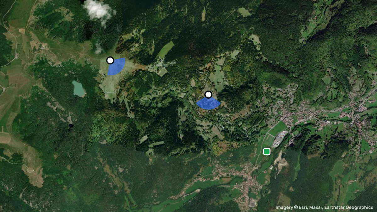 Satellite map of Petit Hohneck with its launches and landings