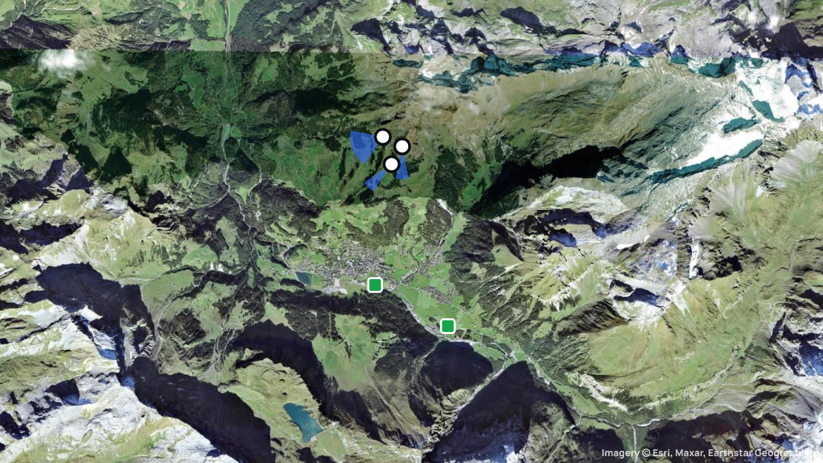 Satellitenkarte von Brunni mit Start- und Landeplätzen