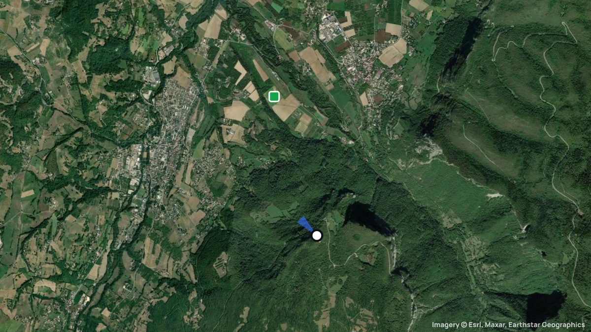 Satellite map of Gaudissont with its launches and landings