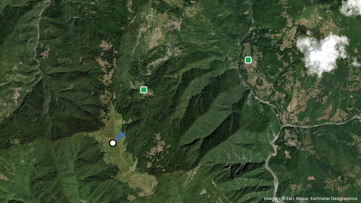 Satellite map of Monte Lesima with its launches and landings