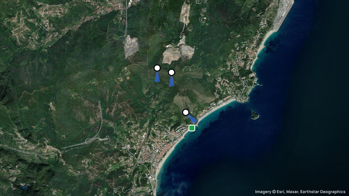 Satellite map of Spotorno with its launches and landings