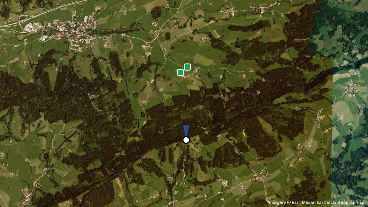 Satellitenkarte von Hauchenberg mit Start- und Landeplätzen