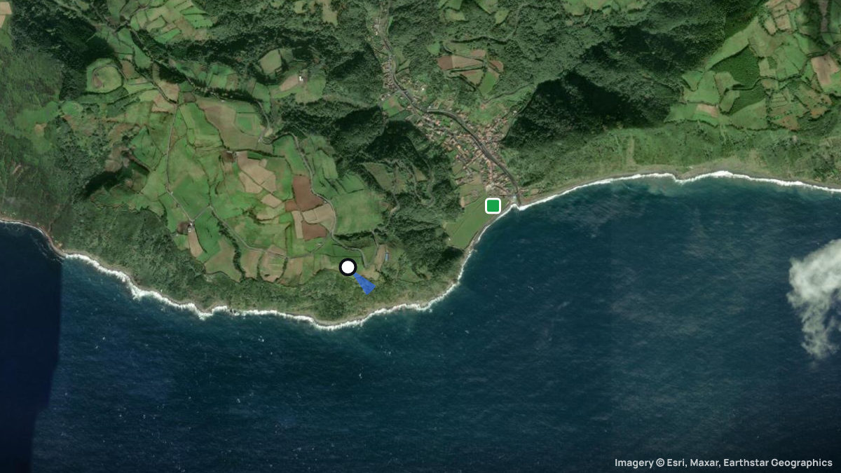 Satellite map of Faial da Terra with its launches and landings