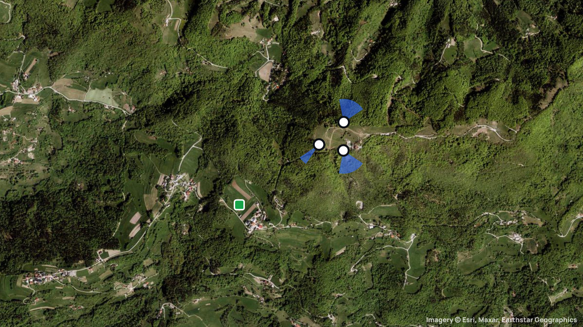 Satellite map of Lisca with its launches and landings