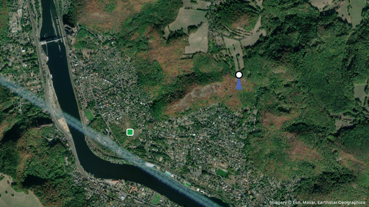 Satellite map of Brna with its launches and landings