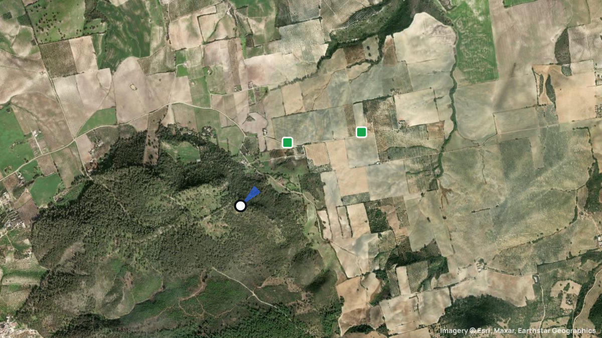 Satellite map of Montellano with its launches and landings