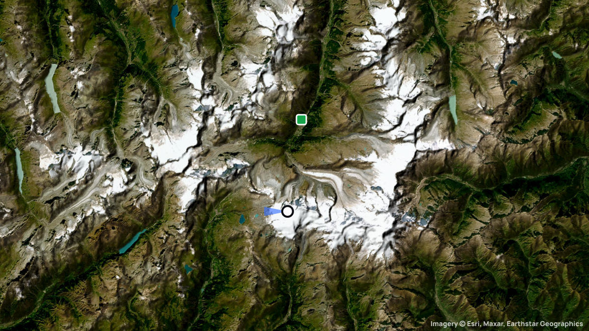 Satellitenkarte von Kleines Matterhorn mit Start- und Landeplätzen