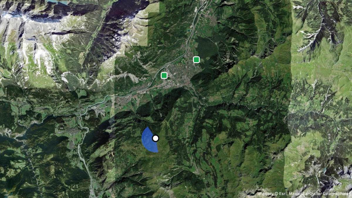 Satellite map of Dreibündenstein with its launches and landings