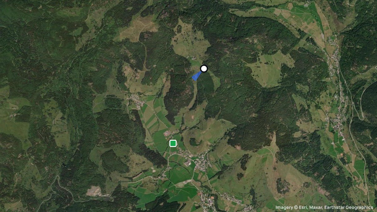 Satellite map of Fluggebiet Bernau with its launches and landings