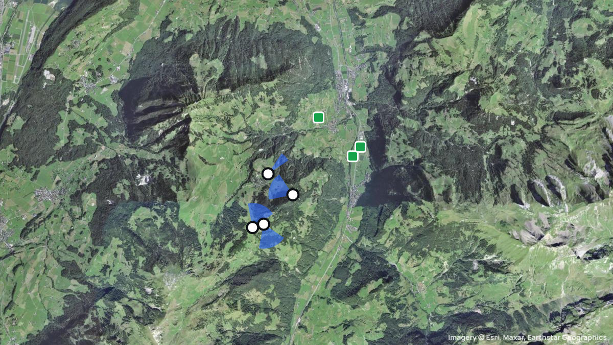 Satellitenkarte von Wirzweli mit Start- und Landeplätzen