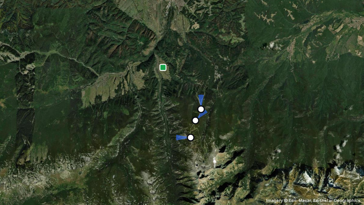 Satellite map of Borovec with its launches and landings
