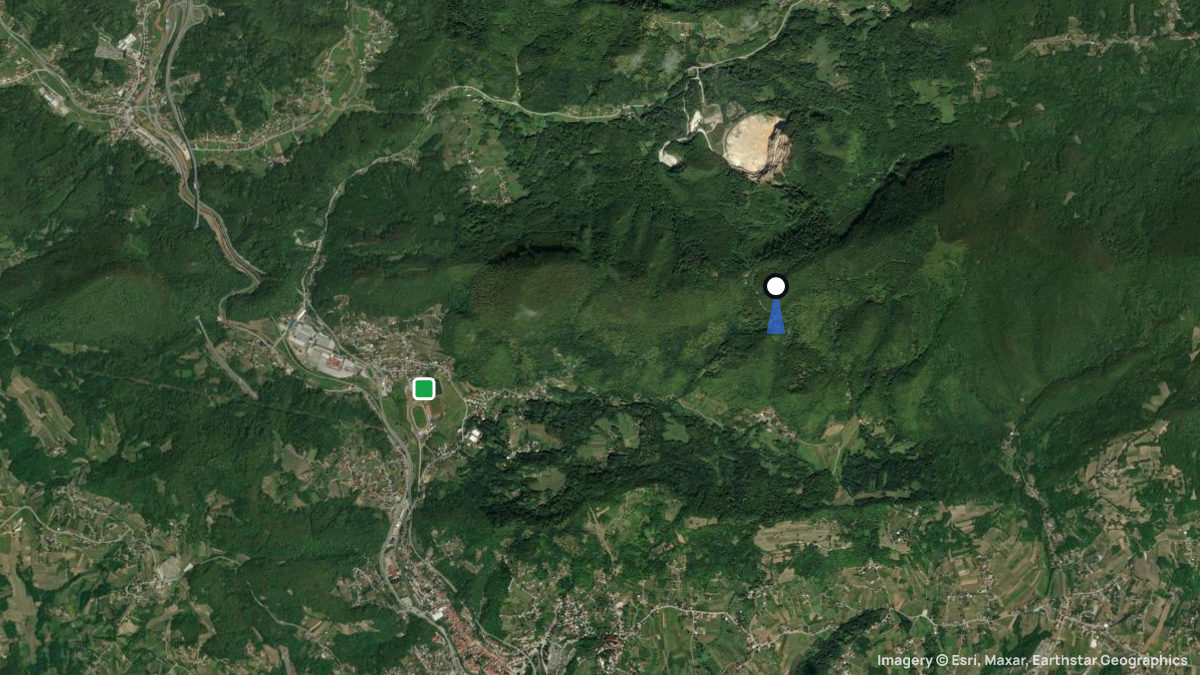 Satellite map of Dedek with its launches and landings