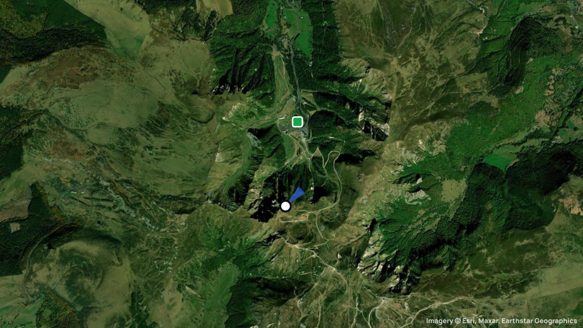 Satellite map of Telepherique with its launches and landings