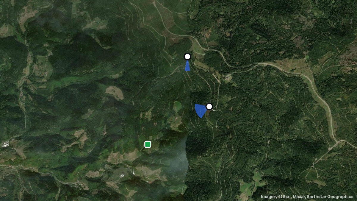 Satellitenkarte von Rossbühl mit Start- und Landeplätzen