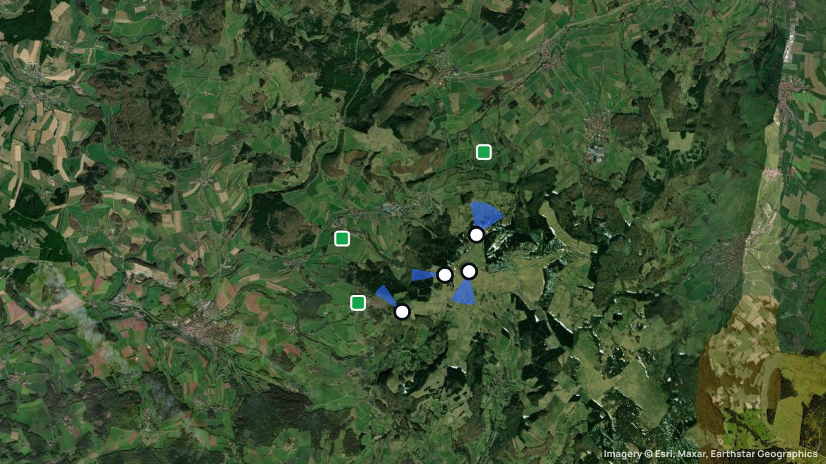 Satellite map of Wasserkuppe with its launches and landings