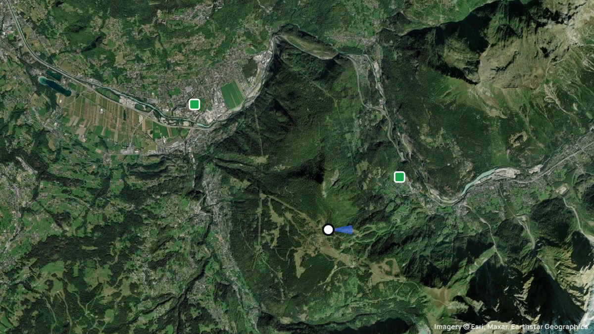 Satellite map of Les Houches with its launches and landings